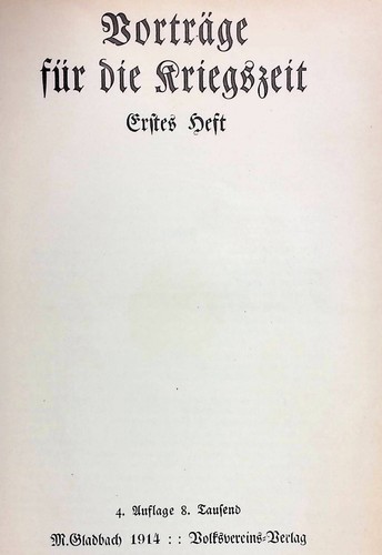 Vorträge für die kriegszeit - die,